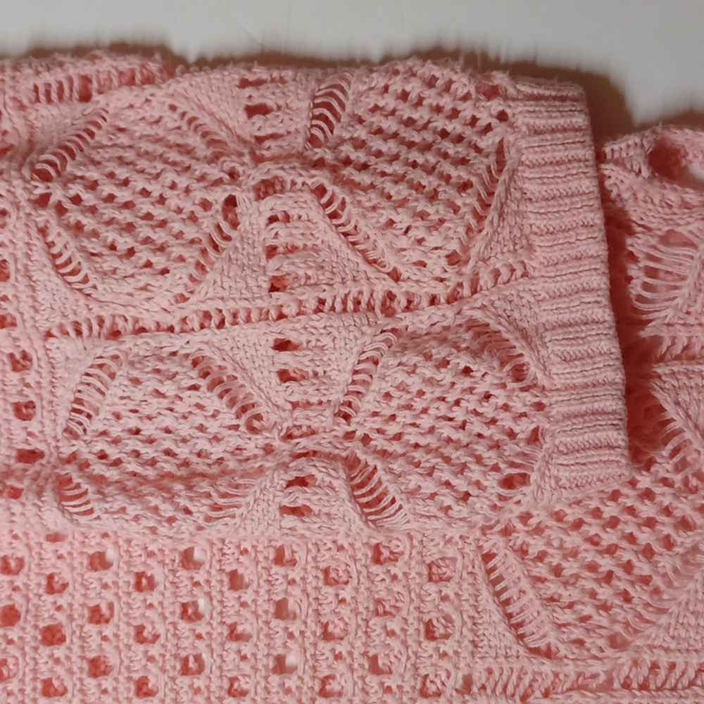 Jeanne Pierre xl crochet sweater salmon color sheer - Picture 2 of 6